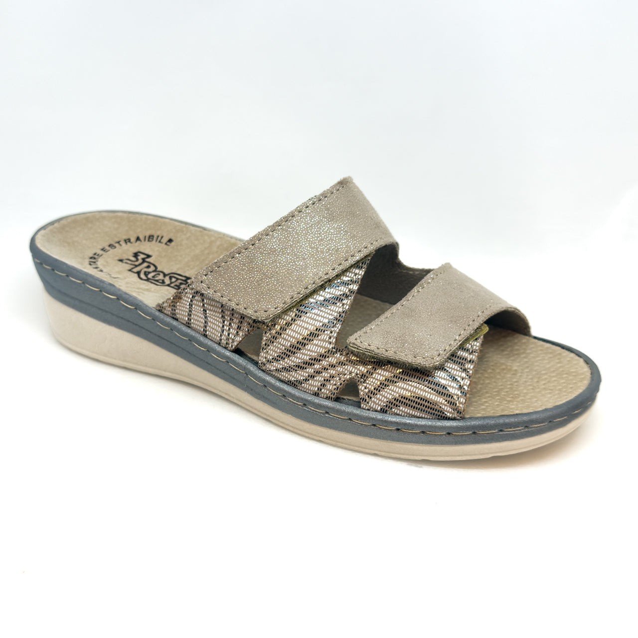 Ciabatte da donna con doppia fascia con velcro e plantare estraibile - Art. 130