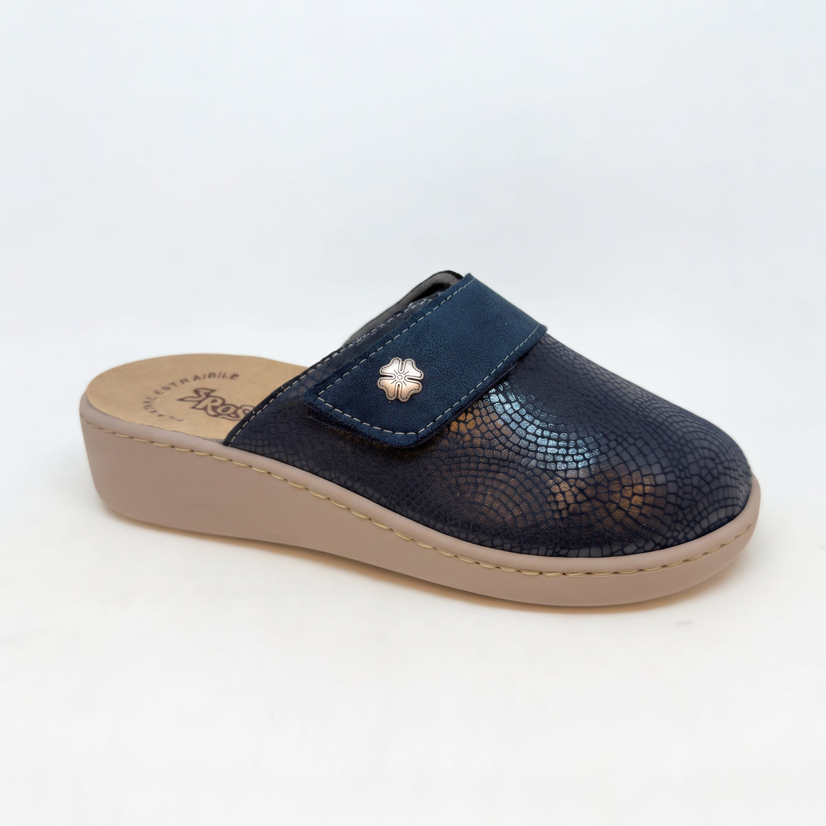 Ciabatte invernali da donna con plantare in pelle e zeppa 4 cm - Art. 19902