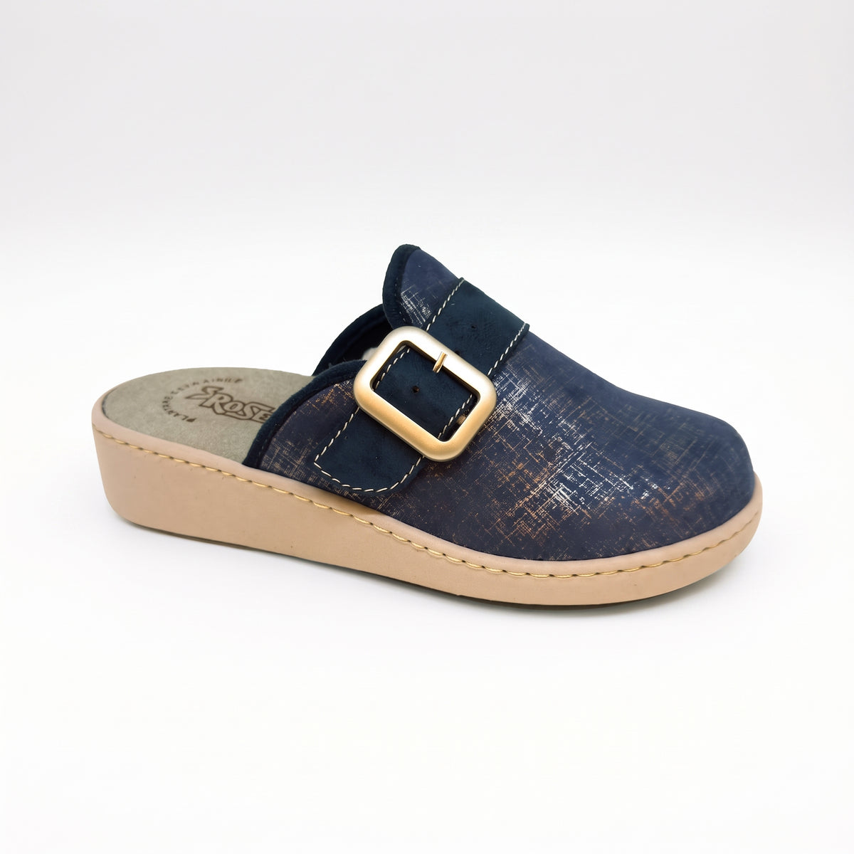 Ciabatte invernali da donna con fibbia regolabile e zeppa 4 cm - Art. 1503