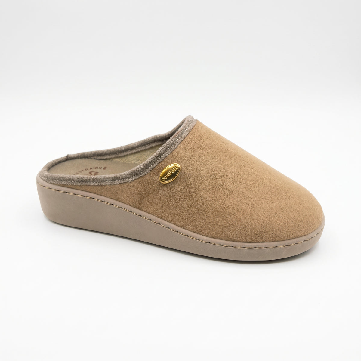 Ciabatte invernali da donna effetto scamosciato e zeppa 4 cm - Art. 1644