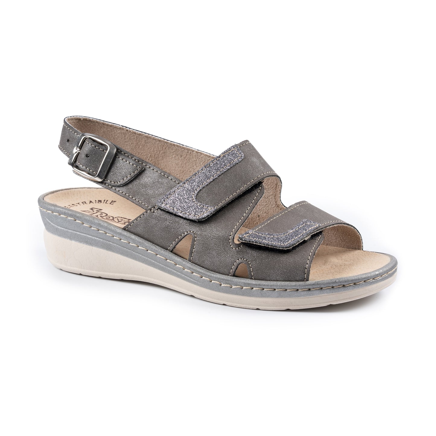 Sandalo da donna con doppia fascia con velcro e plantare estraibile - Art. 183