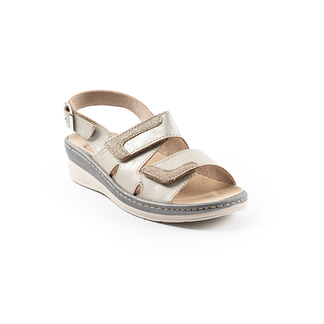 Sandalo da donna con doppia fascia con velcro e plantare estraibile - Art. 183