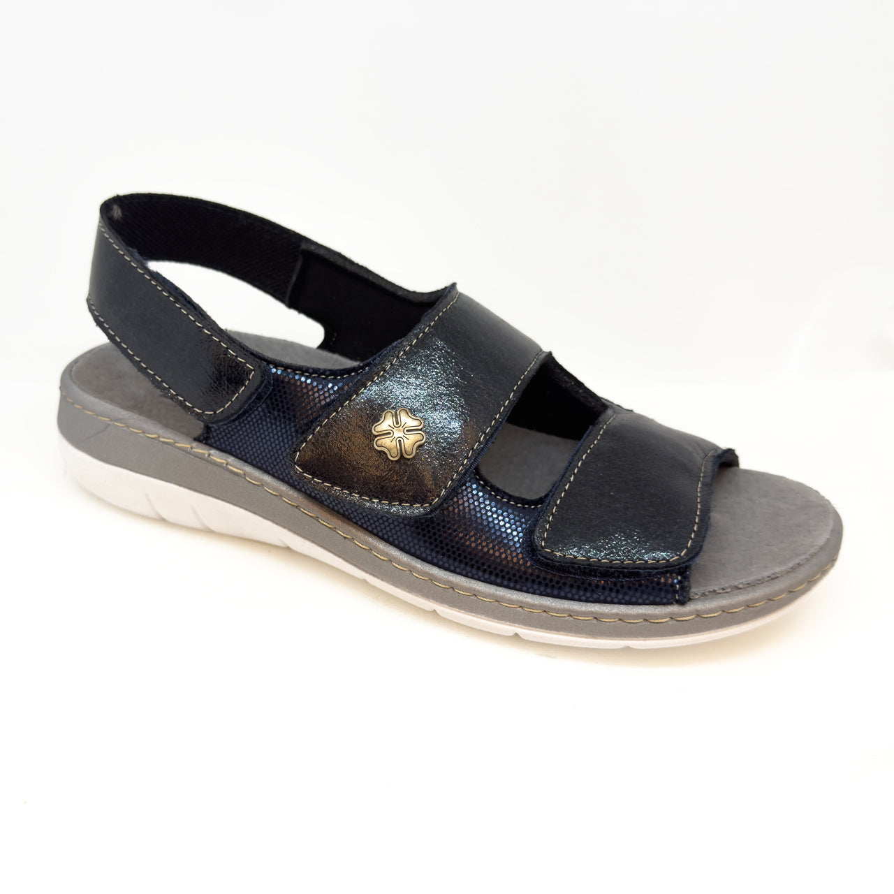 Sandalo da donna con doppia fascia con velcro e plantare estraibile - Art. 317