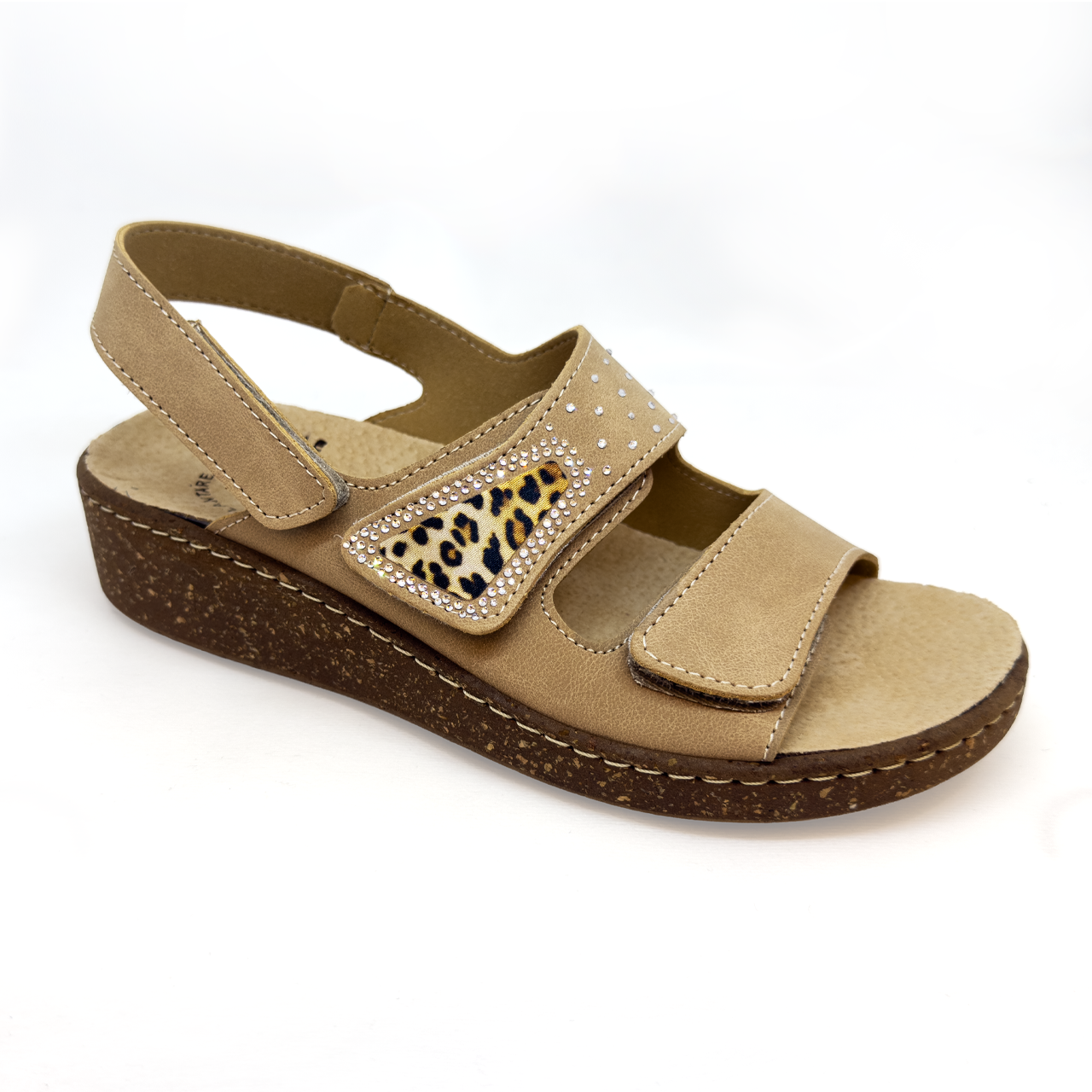 Sandalo da donna con doppia fascia con velcro e plantare estraibile - Art.387