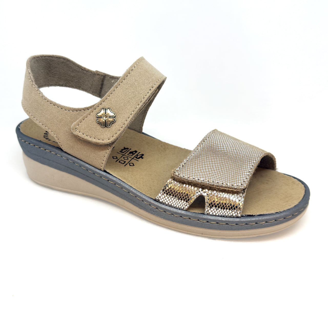 Sandalo da donna con  fascia in velcro e plantare estraibile - Art. 184