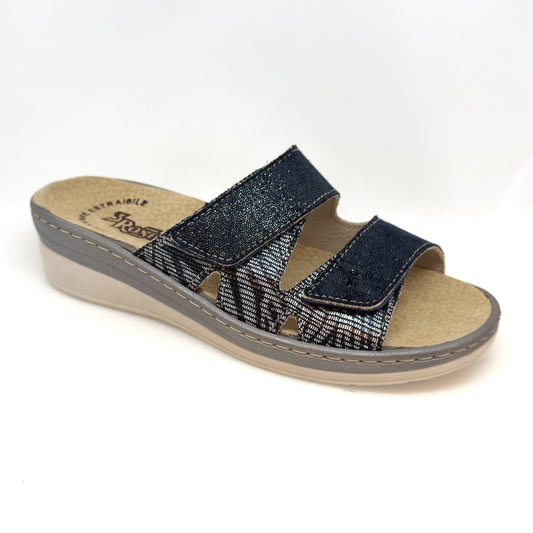 Ciabatta donna zebrata glitterata doppia fascia jeans Art. 130 - 3 Rose