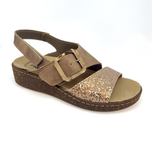 Sandalo da donna con  fascia in lurex e plantare estraibile - Art.391