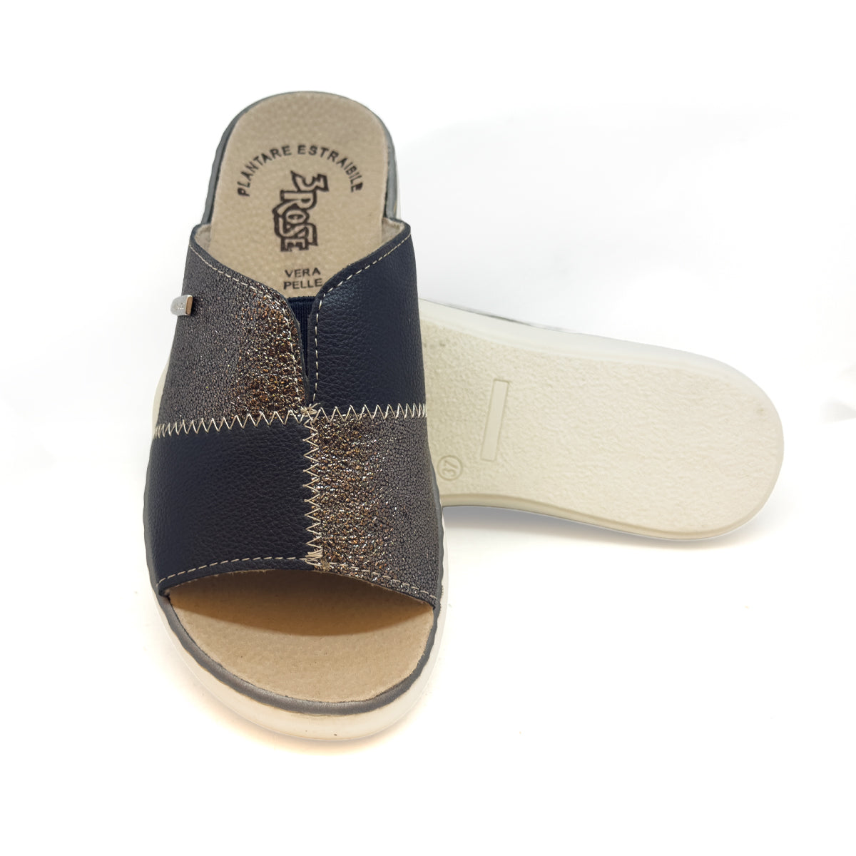 Ciabatte da donna con fascia doppio colore e plantare estraibile - Art. 409