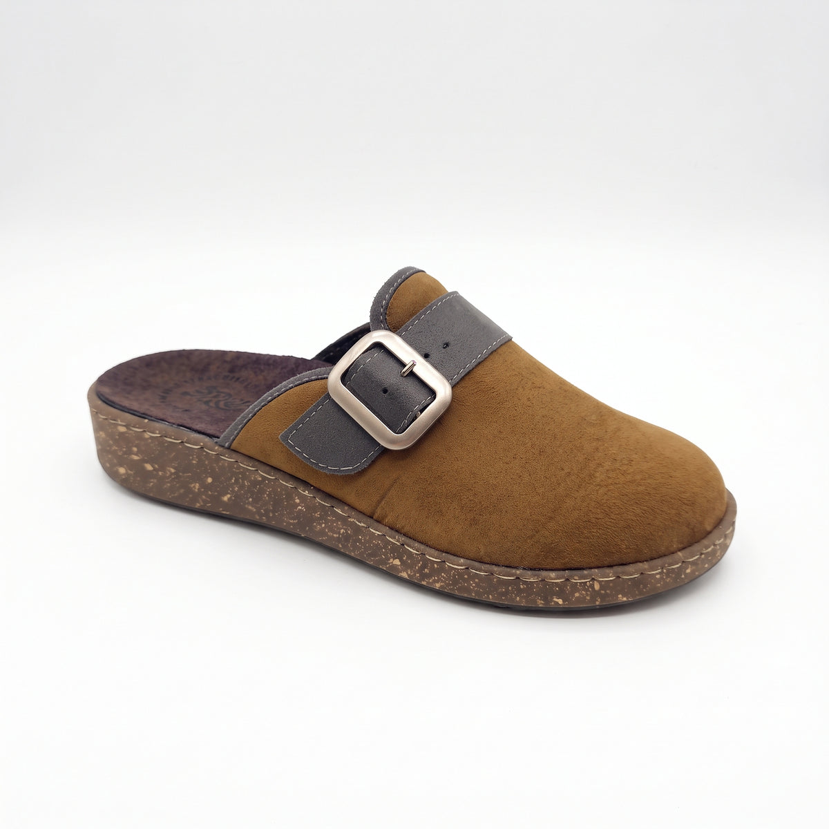 Ciabatte invernali da donna con fibbia regolabile e zeppa 4 cm - Art. 31503