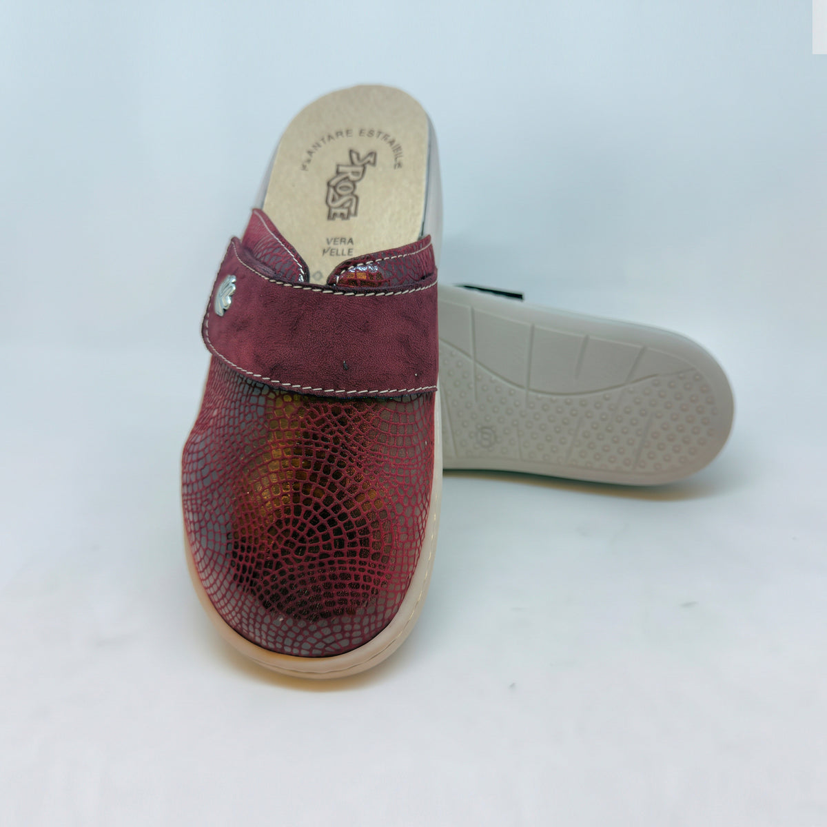 Ciabatte invernali da donna con plantare in pelle e zeppa 4 cm - Art. 19902