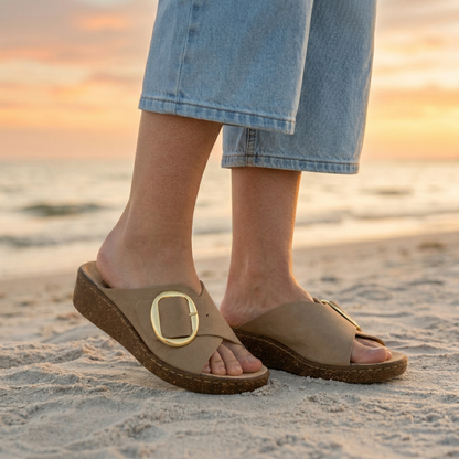 Ciabatte da donna con  fibbia e plantare estraibile - Art. 385