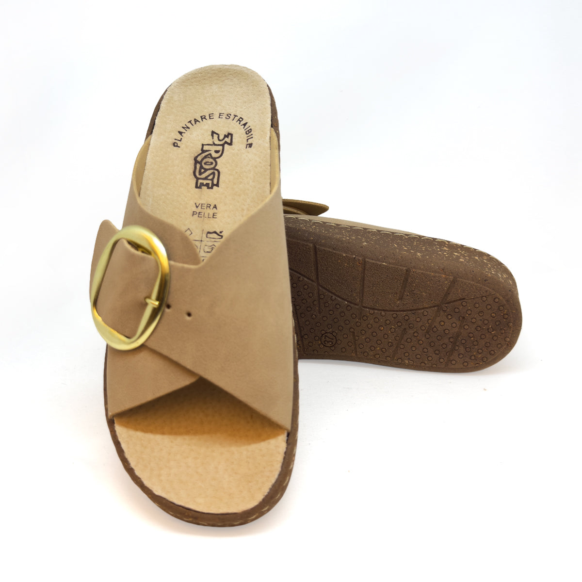 Ciabatte da donna con  fibbia e plantare estraibile - Art. 385