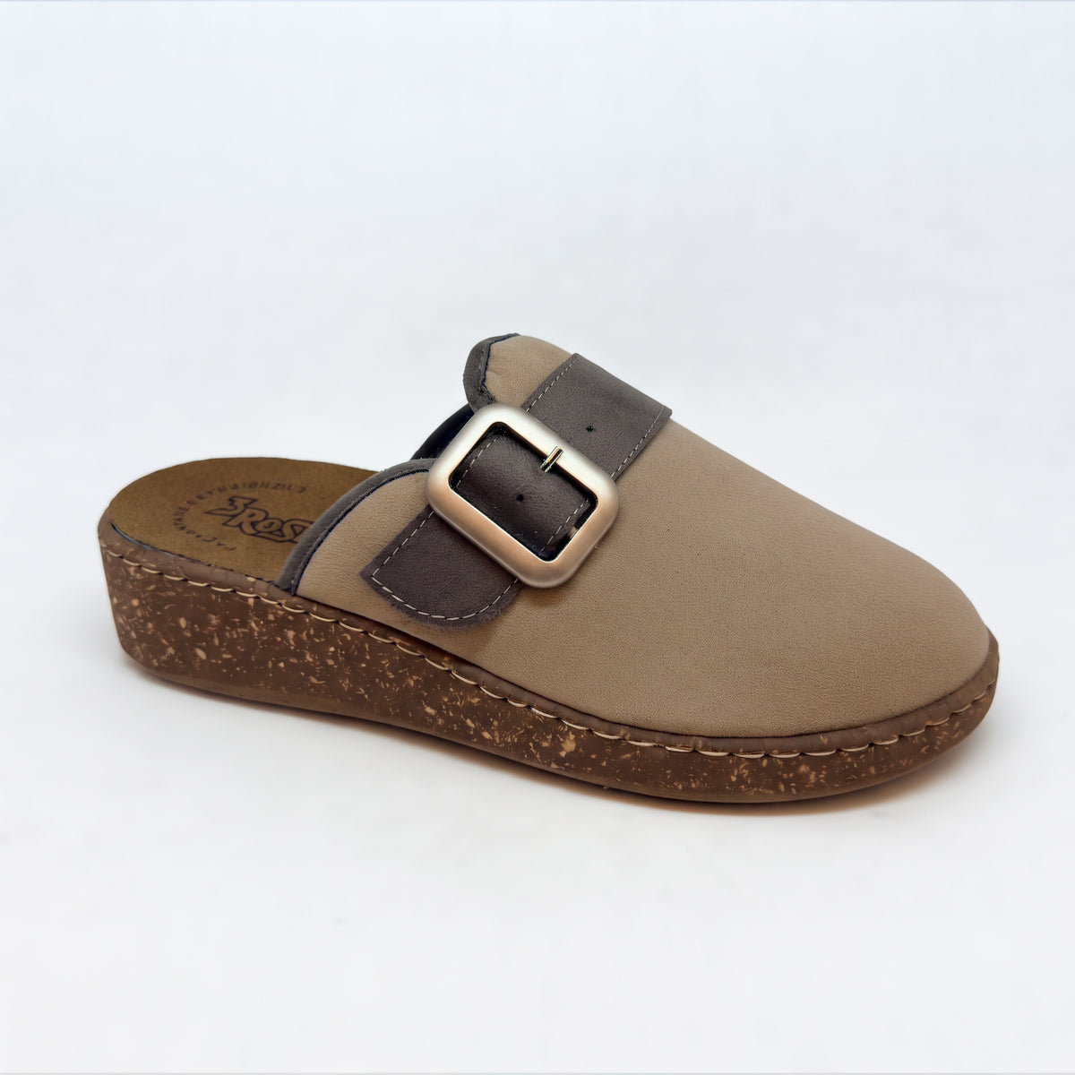 Ciabatte invernali da donna con fibbia regolabile e zeppa 4 cm - Art. 31503