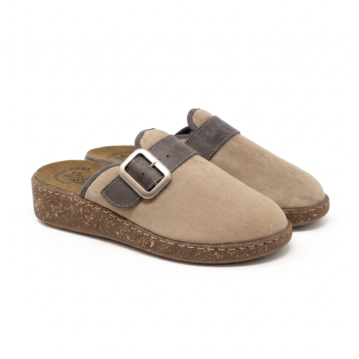 Ciabatte invernali da donna con fibbia regolabile e zeppa 4 cm - Art. 31503