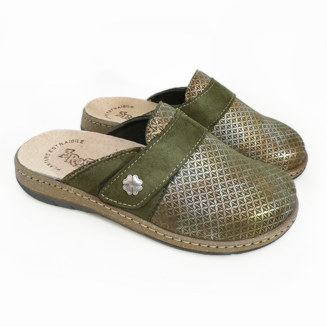 Ciabatte da donna invernali con sottopiede in vera pelle - Art. 1613