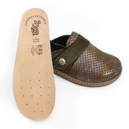 Ciabatte da donna invernali con sottopiede in vera pelle - Art. 1613