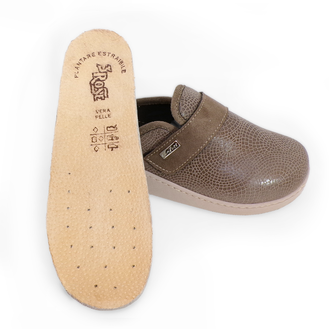 Ciabatte invernali da donna con velcro regolabile e zeppa 4 cm - Art. 1641