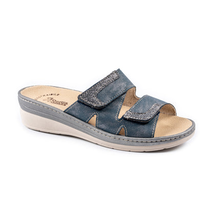 Ciabatte da donna con doppia fascia con velcro e plantare estraibile - Art. 174