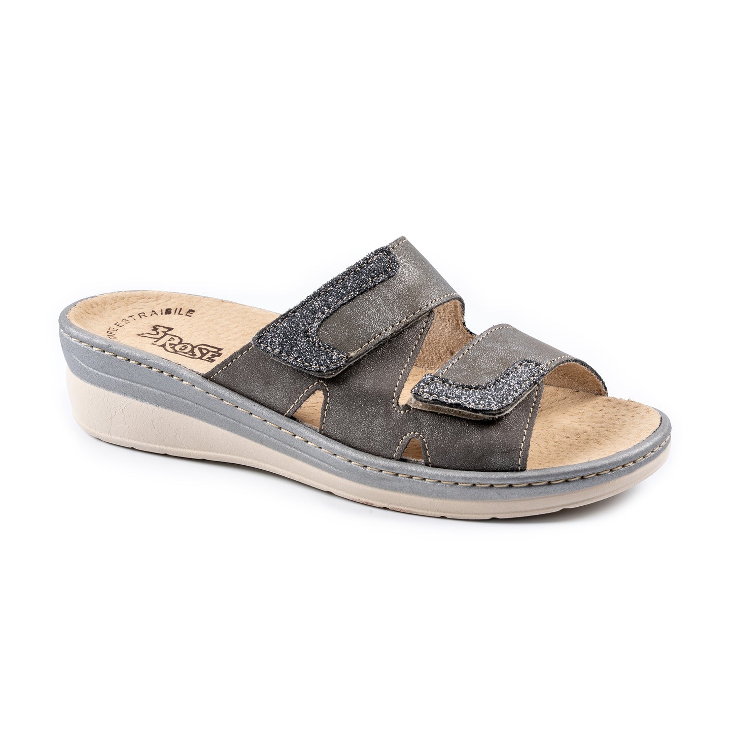 Ciabatte da donna con doppia fascia con velcro e plantare estraibile - Art. 174