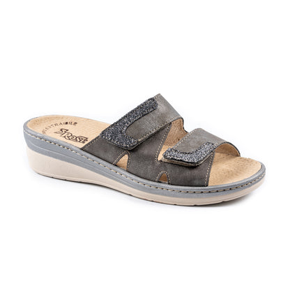 Ciabatte da donna con doppia fascia con velcro e plantare estraibile - Art. 174