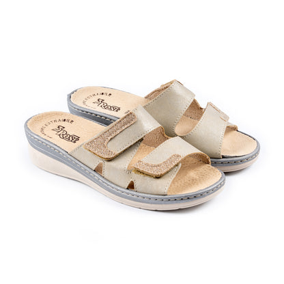 Ciabatte da donna con doppia fascia con velcro e plantare estraibile - Art. 174