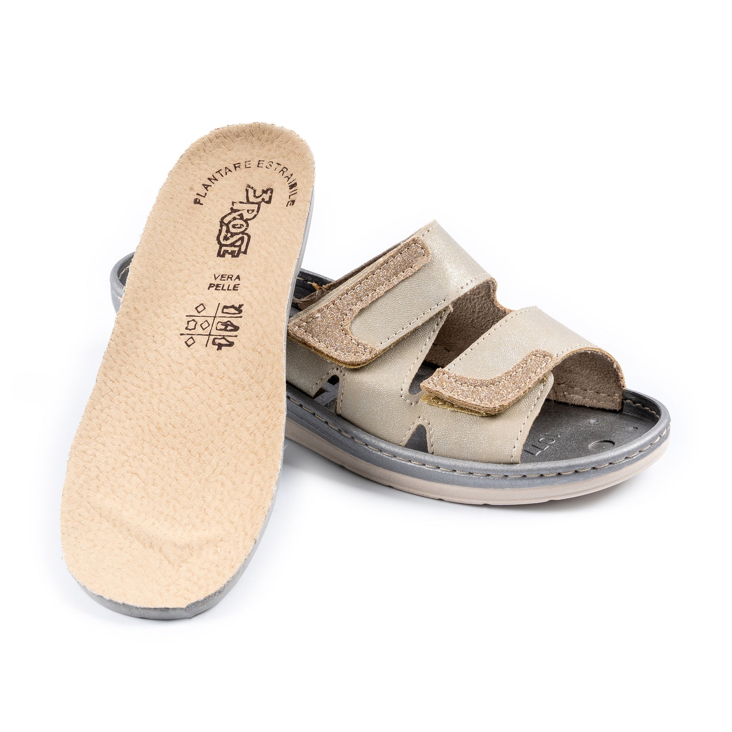 Ciabatte da donna con doppia fascia con velcro e plantare estraibile - Art. 174