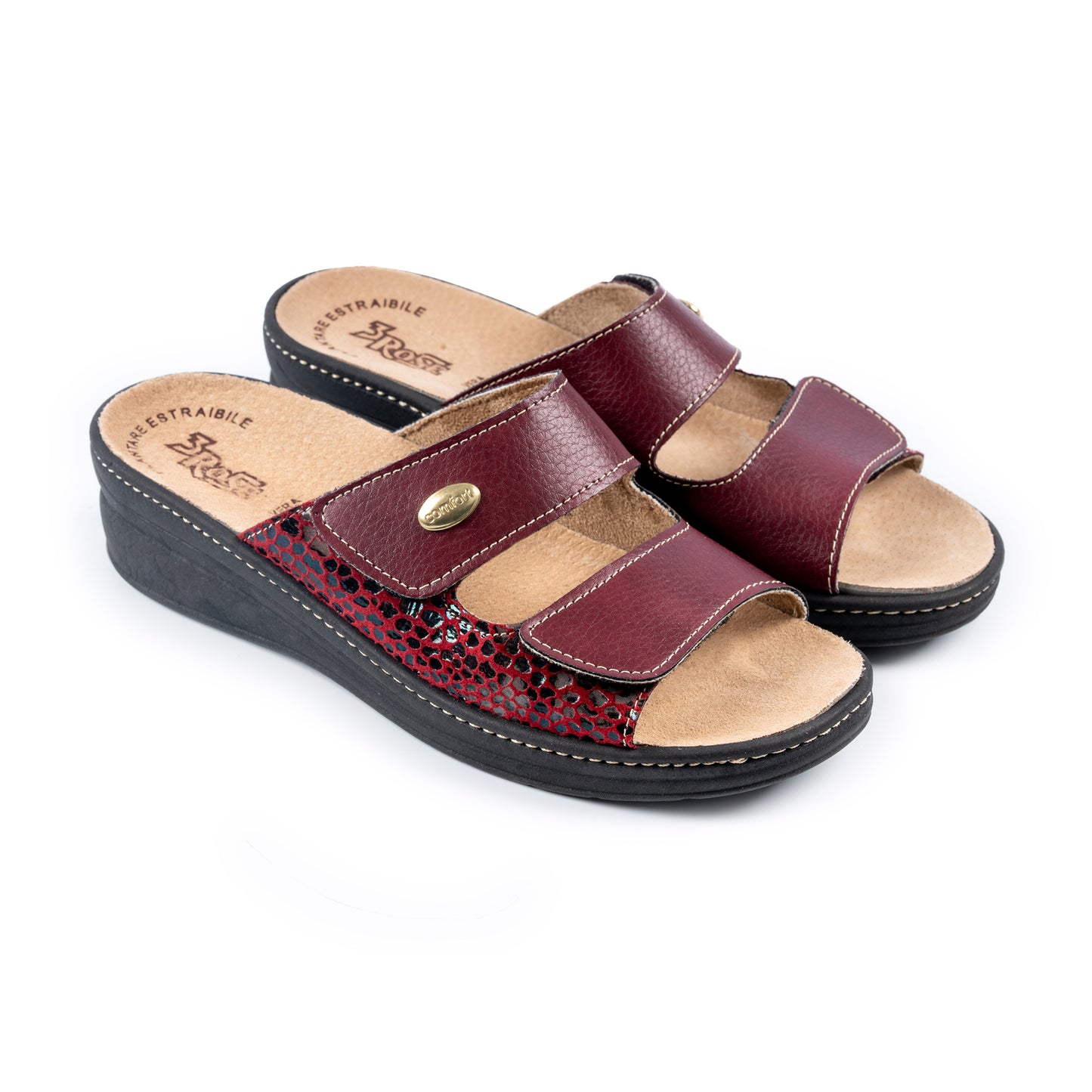 Ciabatte da donna con doppia fascia con velcro e plantare estraibile  - Art. 180