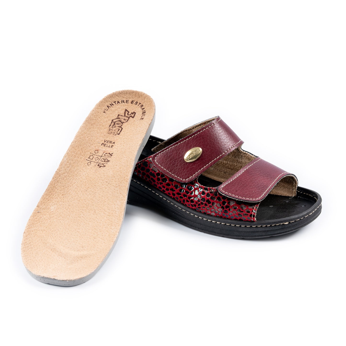 Ciabatte da donna con doppia fascia con velcro e plantare estraibile  - Art. 180