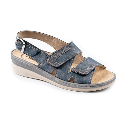 Sandalo da donna con doppia fascia con velcro e plantare estraibile - Art. 183