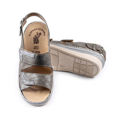 Sandalo da donna con doppia fascia con velcro e plantare estraibile - Art. 183