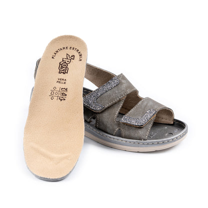 Sandalo da donna con doppia fascia con velcro e plantare estraibile - Art. 183