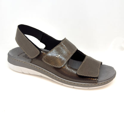 Sandalo da donna con doppia fascia con velcro e plantare estraibile - Art. 317