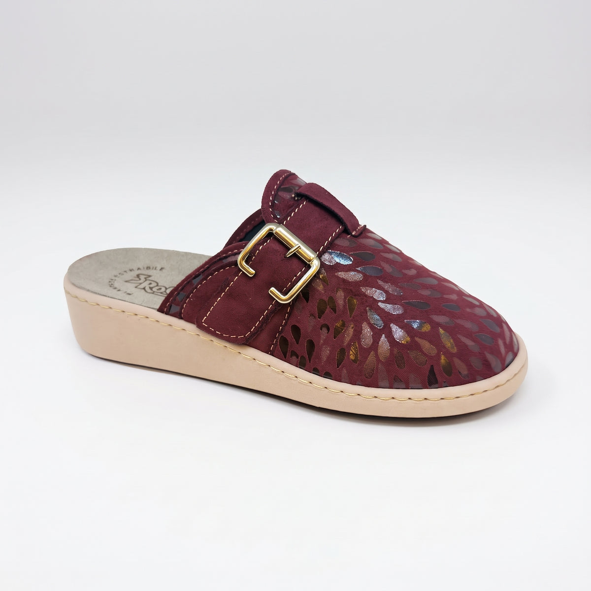 Ciabatte invernali da donna con fibbia regolabile e zeppa 4 cm - Art. 1504