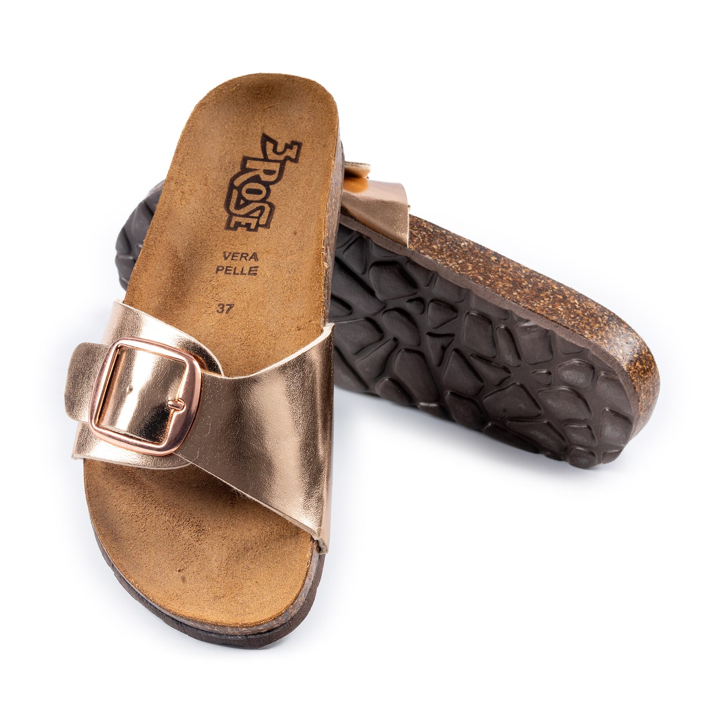 Ciabatta da donna anatomica a fascia unica in ecopelle laminata - Art. 20