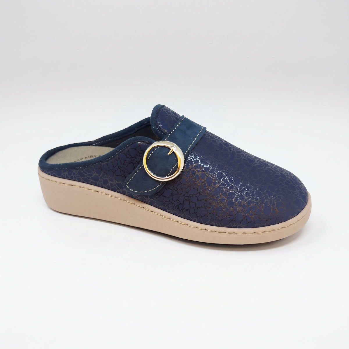 Ciabatte invernali da donna con velcro  regolabile e zeppa 4 cm - Art. 1646
