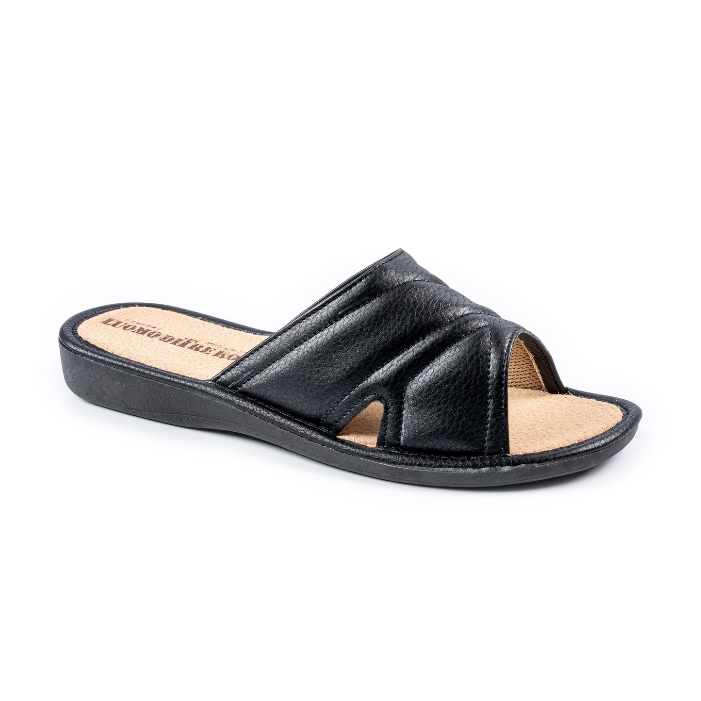 Ciabatte da uomo nere in ecopelle con fasce incrociate - Art. 3402