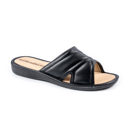 Ciabatta uomo nera in ecopelle fasce incrociate nero Art. 3402 - 3 Rose