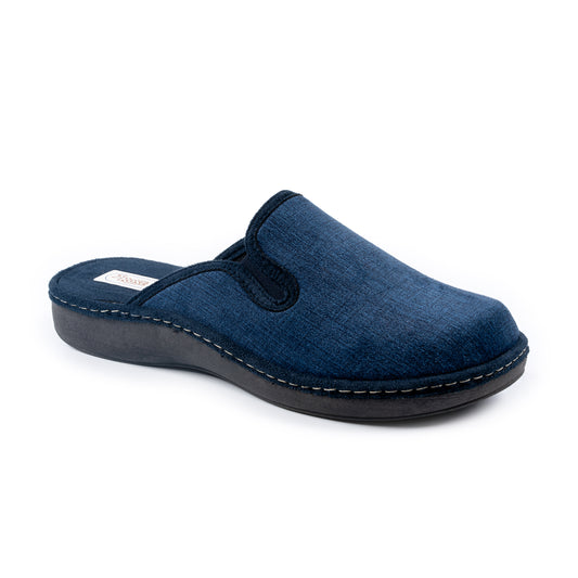 Ciabatta da casa uomo in velluto blu Art. 784 - 3 Rose
