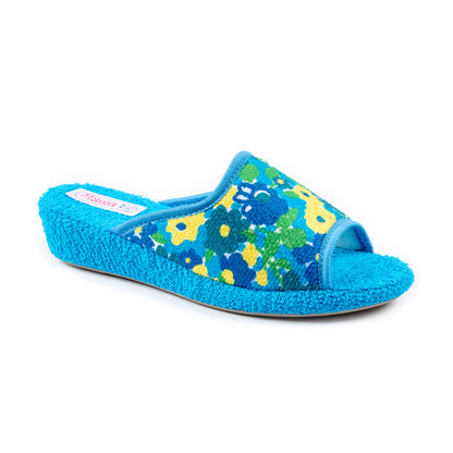 Ciabatte da donna in spugna con zeppa 3 cm - Fantasia Floreale - Art. 932