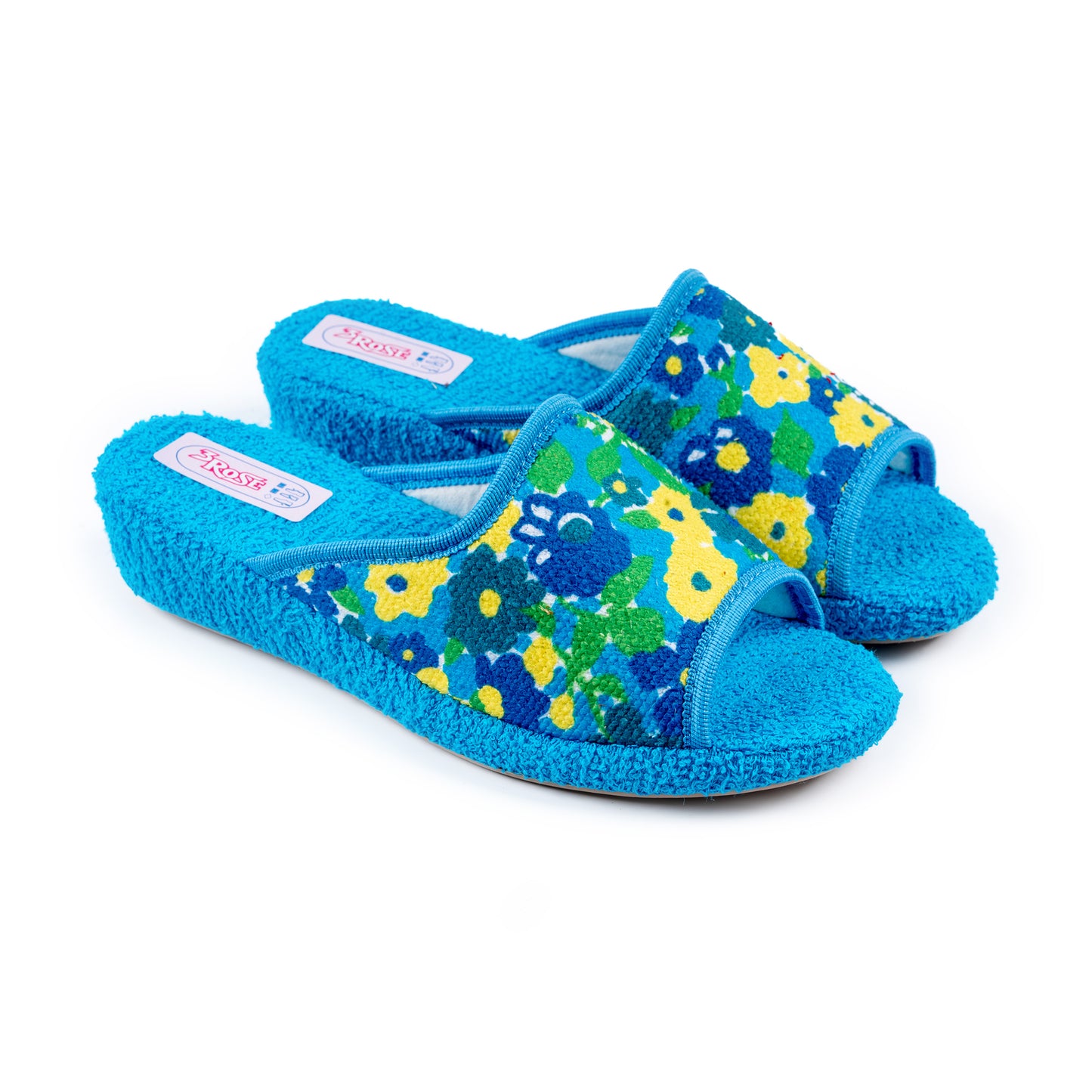 Ciabatte da donna in spugna con zeppa 3 cm - Fantasia Floreale - Art. 932