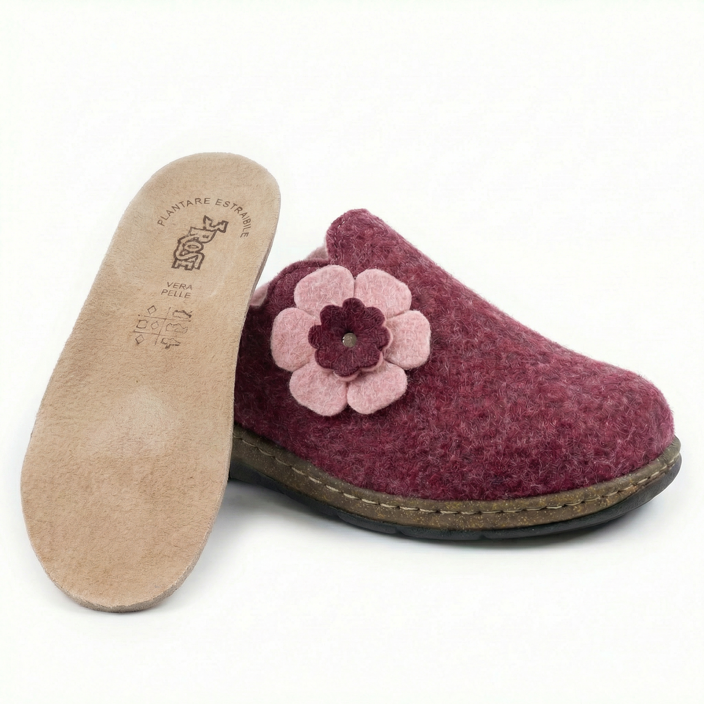 Ciabatte da donna invernali in lana cotta con plantare anatomico estraibile - Art. 1606