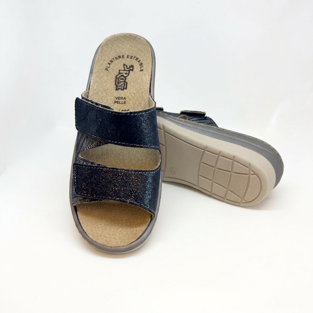 Ciabatte da donna con doppia fascia con velcro e plantare estraibile - Art. 130