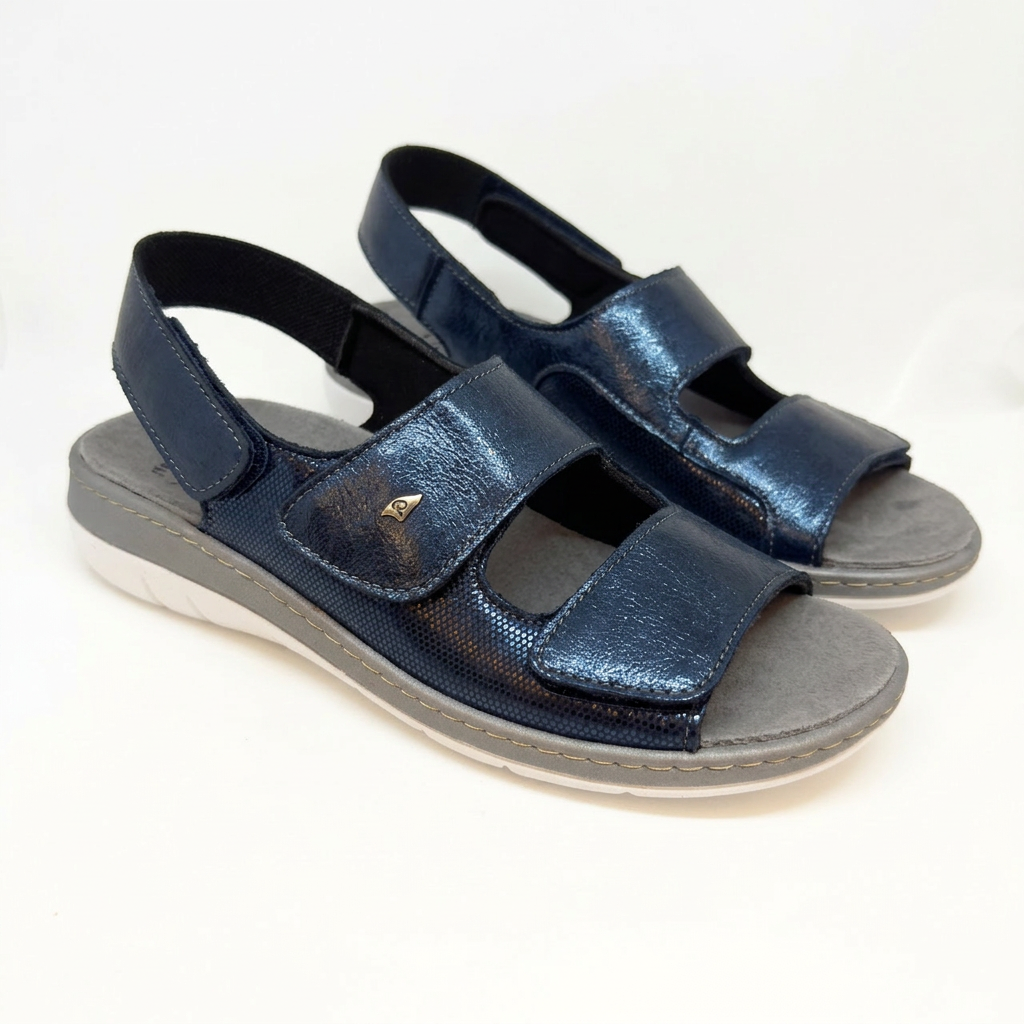 Sandalo da donna con doppia fascia con velcro e plantare estraibile - Art. 317