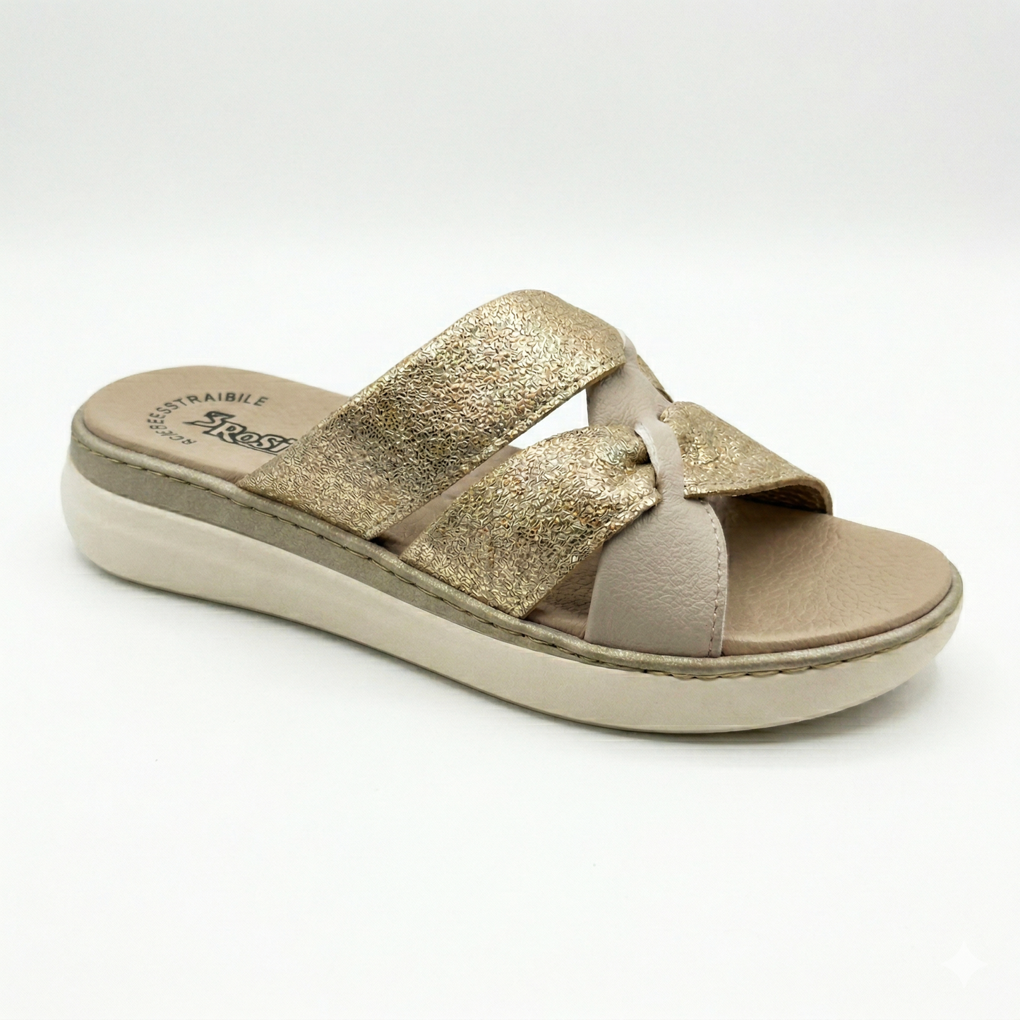 Ciabatte da donna con doppia fascia effetto nodo e plantare estraibile - Art. 400