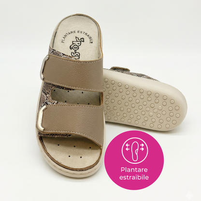 Ciabatte da donna  doppia fascia con velcro e plantare estraibile - Art. 357