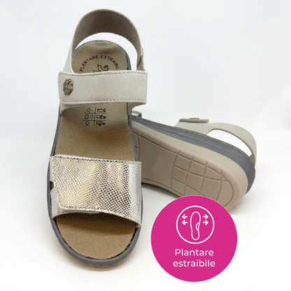 Sandalo da donna con  fascia in velcro e plantare estraibile - Art. 184