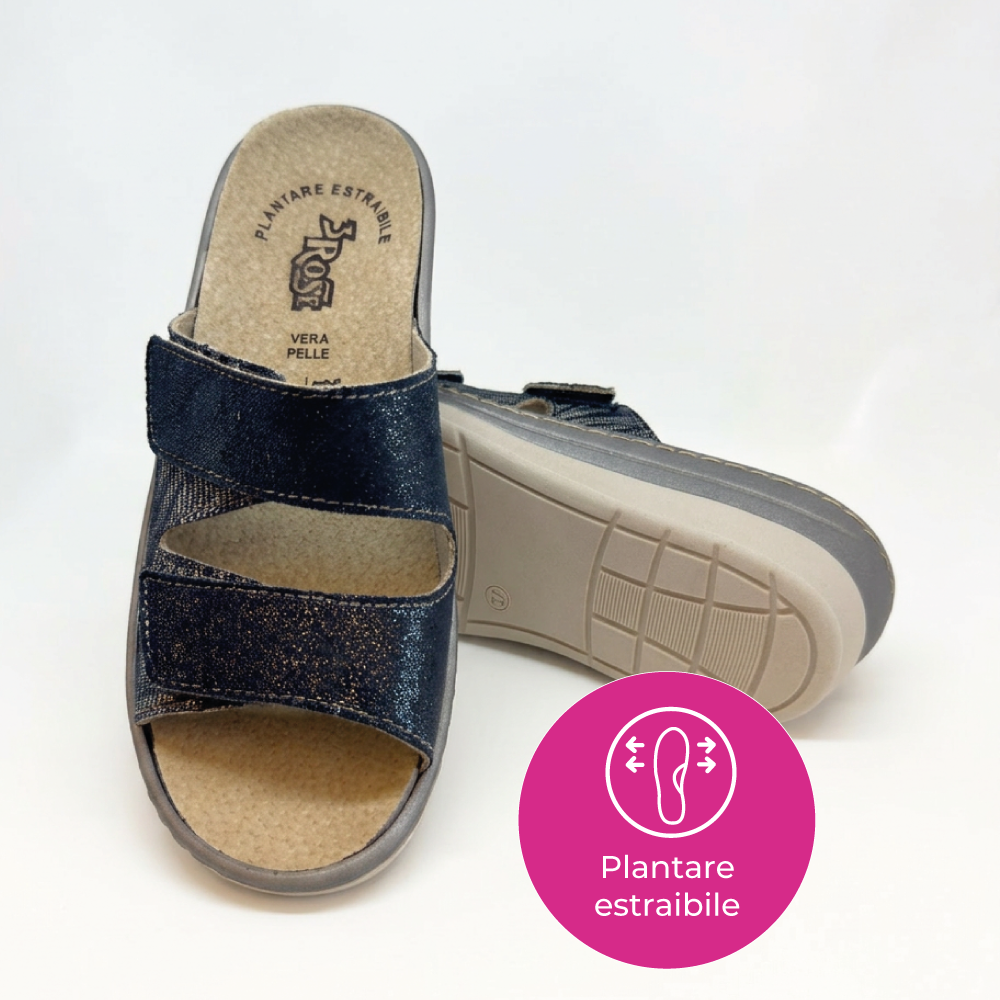 Ciabatte da donna con doppia fascia con velcro e plantare estraibile - Art. 130