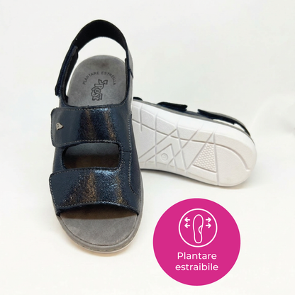 Sandalo da donna con doppia fascia con velcro e plantare estraibile - Art. 317
