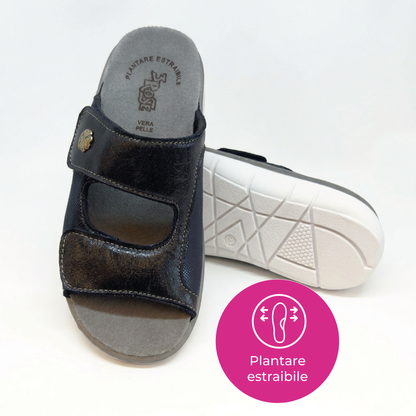 Ciabatte da donna con doppia fascia con velcro e plantare estraibile - Art. 311